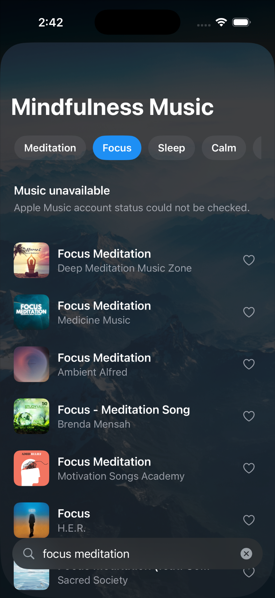 Music screen